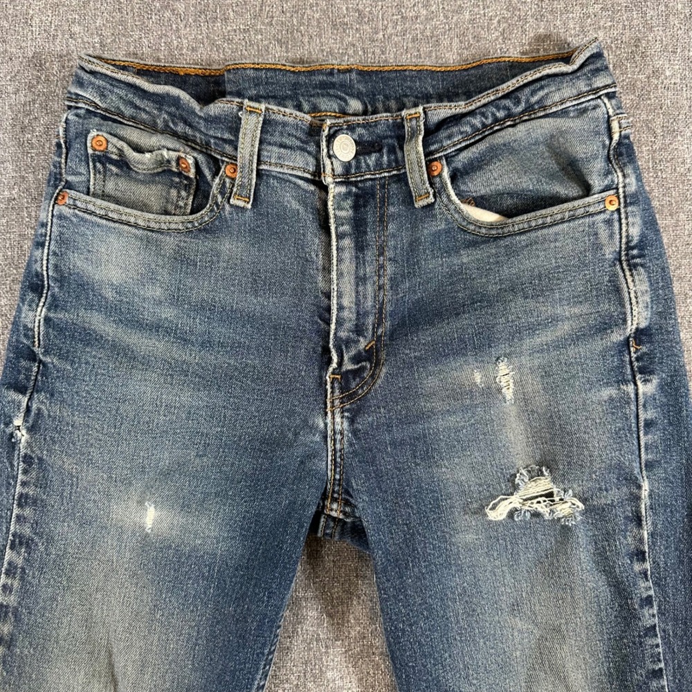 Levi's Jeans Mens 30x30 514 Straight Blue Stretch Distressed - Picture 6 of 12